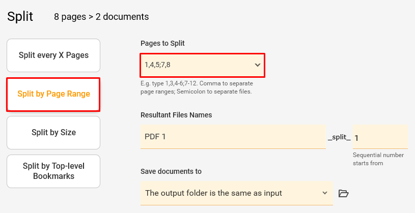 How to Split PDF by Page Ranges