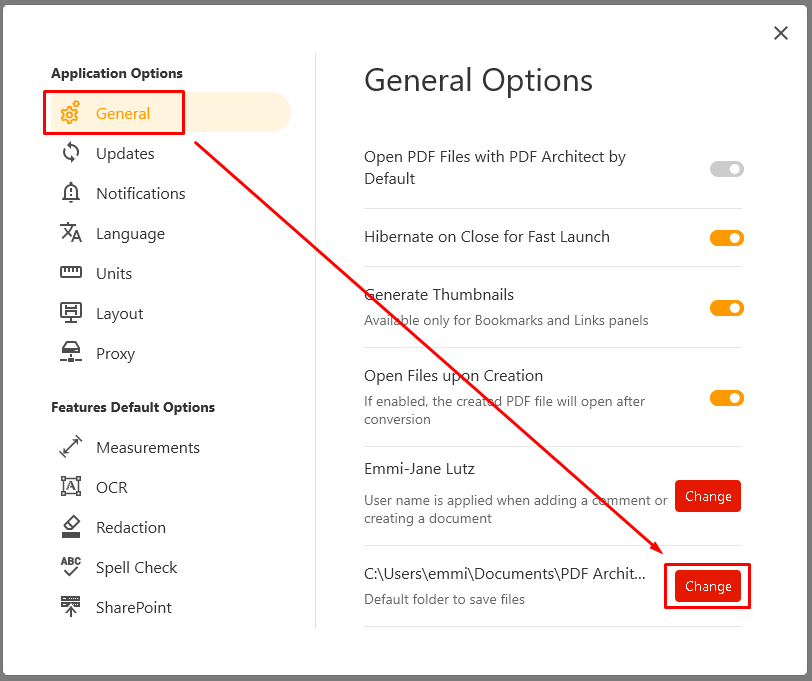 How to change the default location for saved PDF documents – PDF Architect