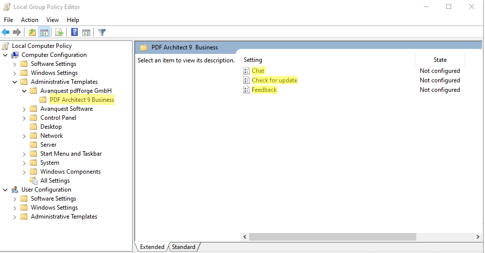 Group Policy Configuration – PDF Architect