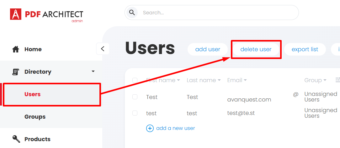 Add or delete a user – PDF Architect