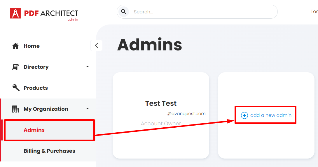 Add a new admin – PDF Architect